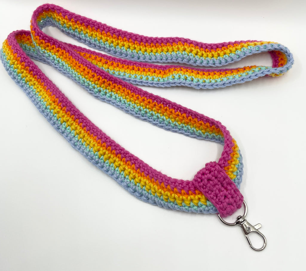 Crochet Rainbow Lanyard