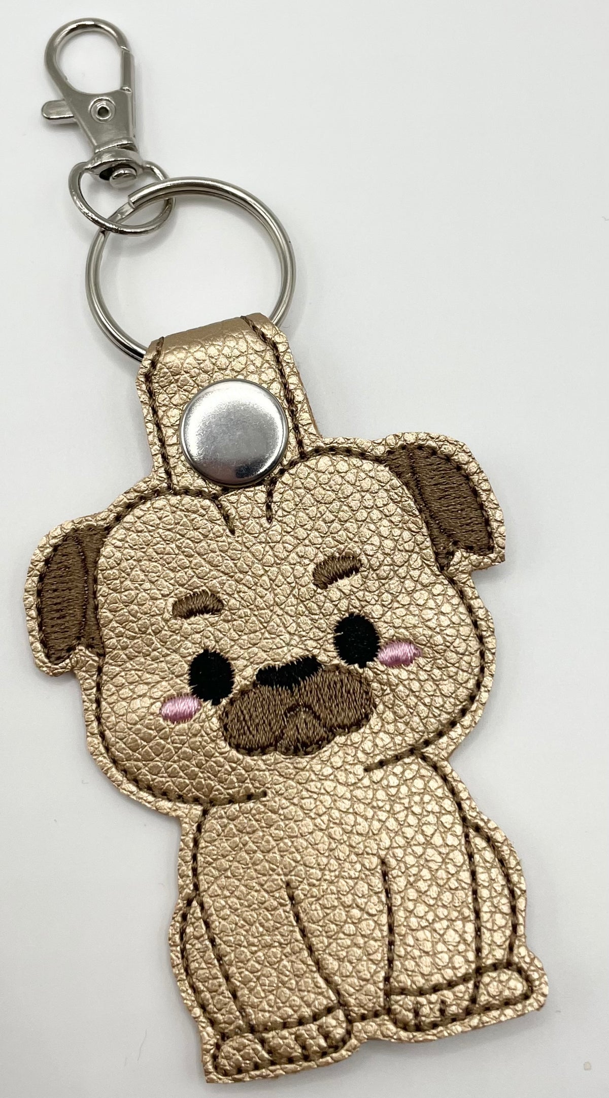 Bronze Puppy - Embroidered Key Ring Clip