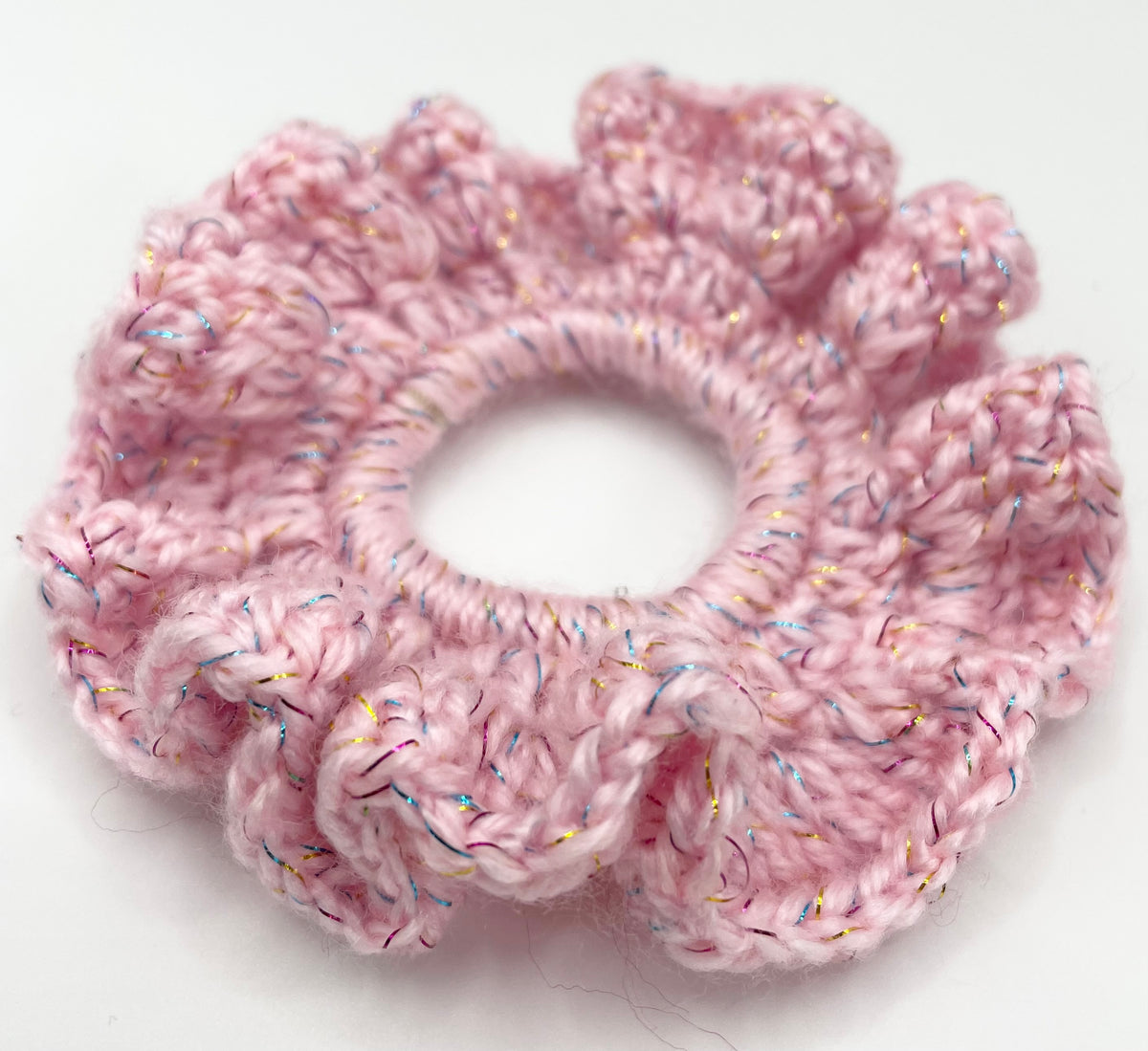 Pink Sparkle - Crochet scrunchie