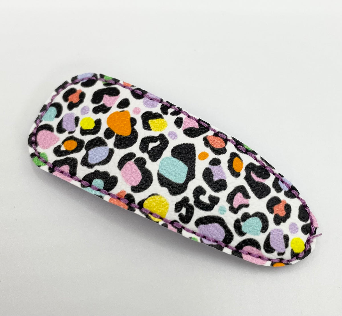 Multi Colour Leopard Print - Leatherette Snap Fringe Clip