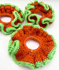 Orange and Green Pumpkin - Crochet scrunchie