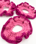 Light Pink with Dark Pink Edge -  Crochet scrunchie