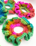 Bright Colour Mix -  Crochet scrunchie