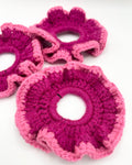 Dark Pink With Light Pink Edge -  Crochet scrunchie