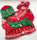 0-3m - Festive Red and Green Baby Cardigan, Bootie & Hat Set