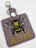 Bee Kind - Embroidered Key Ring Clip