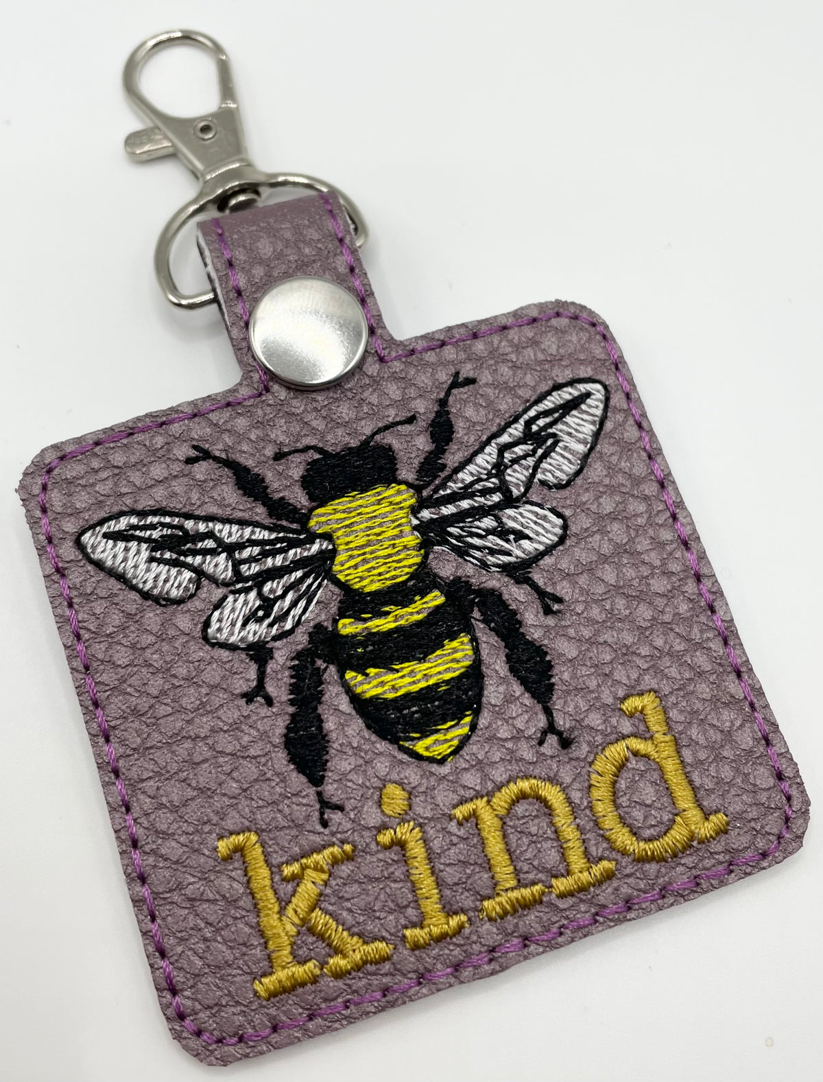 Bee Kind - Embroidered Key Ring Clip