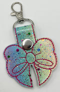Rainbow Bow - Embroidered Key Ring Clip