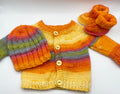 Newborn - Sunburst Orange Cardigan, Bootie & Hat Set