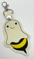 Boo Bee - Glow in the Dark Ghost - Embroidered Key Ring Clip