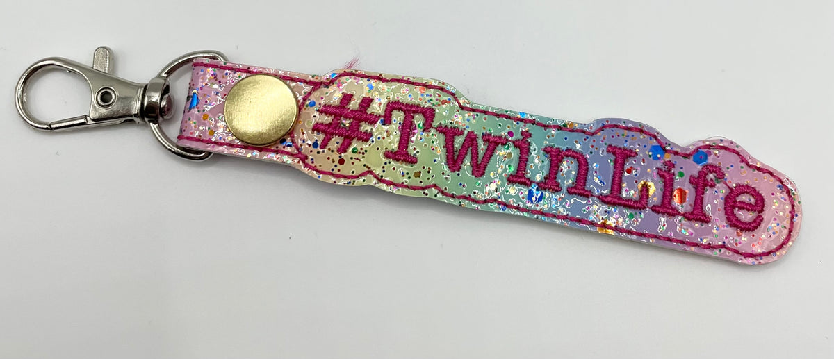 Rainbow Twin Life - Embroidered Key Ring Clip