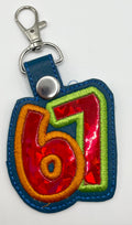 Red Holographic  6-7 - Embroidered Key Ring Clip
