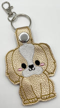 Golden Puppy - Embroidered Key Ring Clip