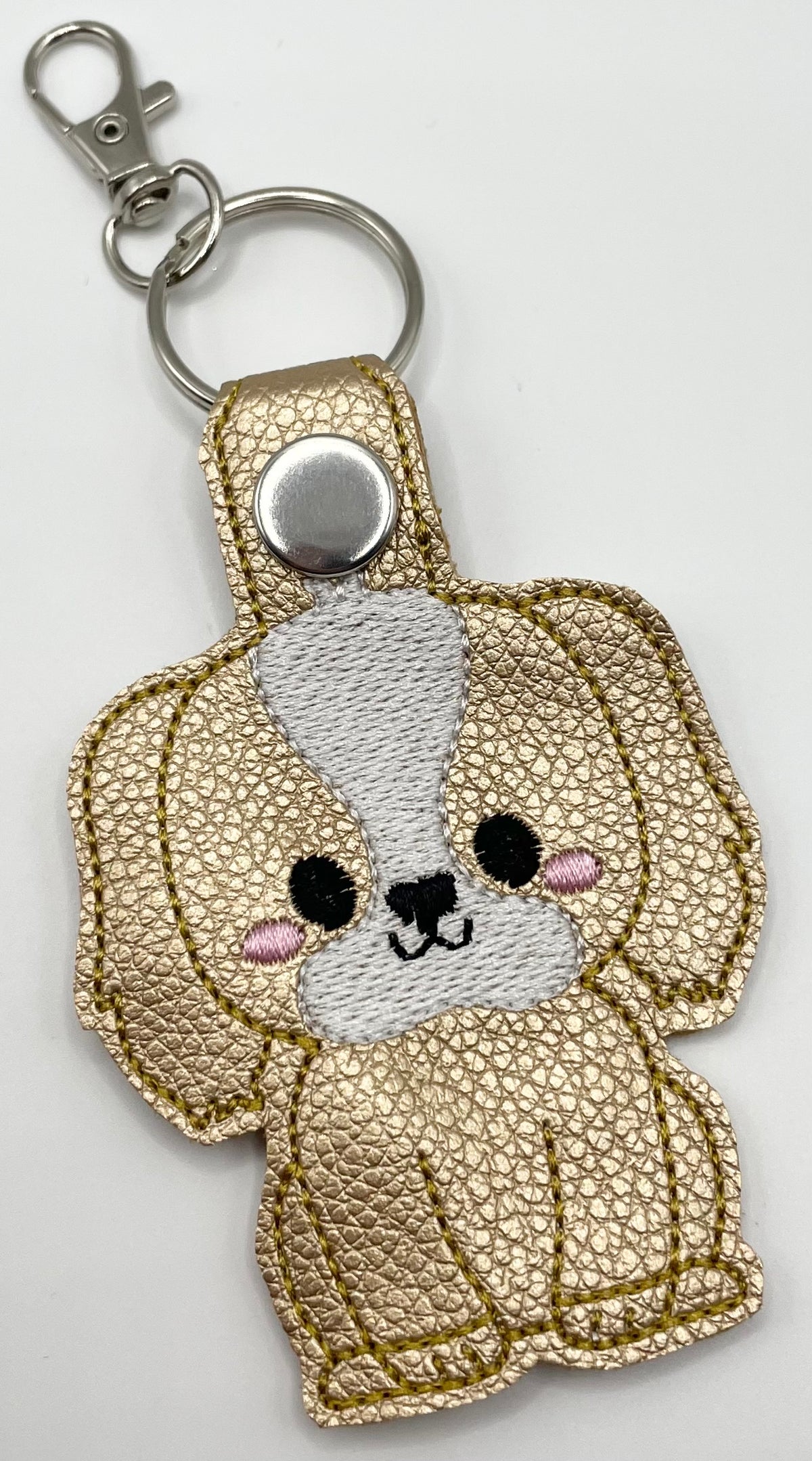 Golden Puppy - Embroidered Key Ring Clip