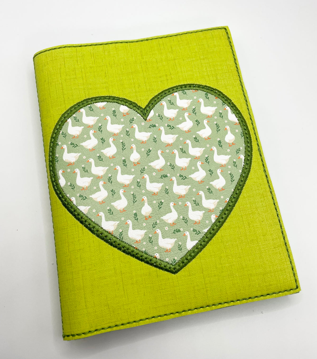 A6 Embroidered Notebook - Green Goose