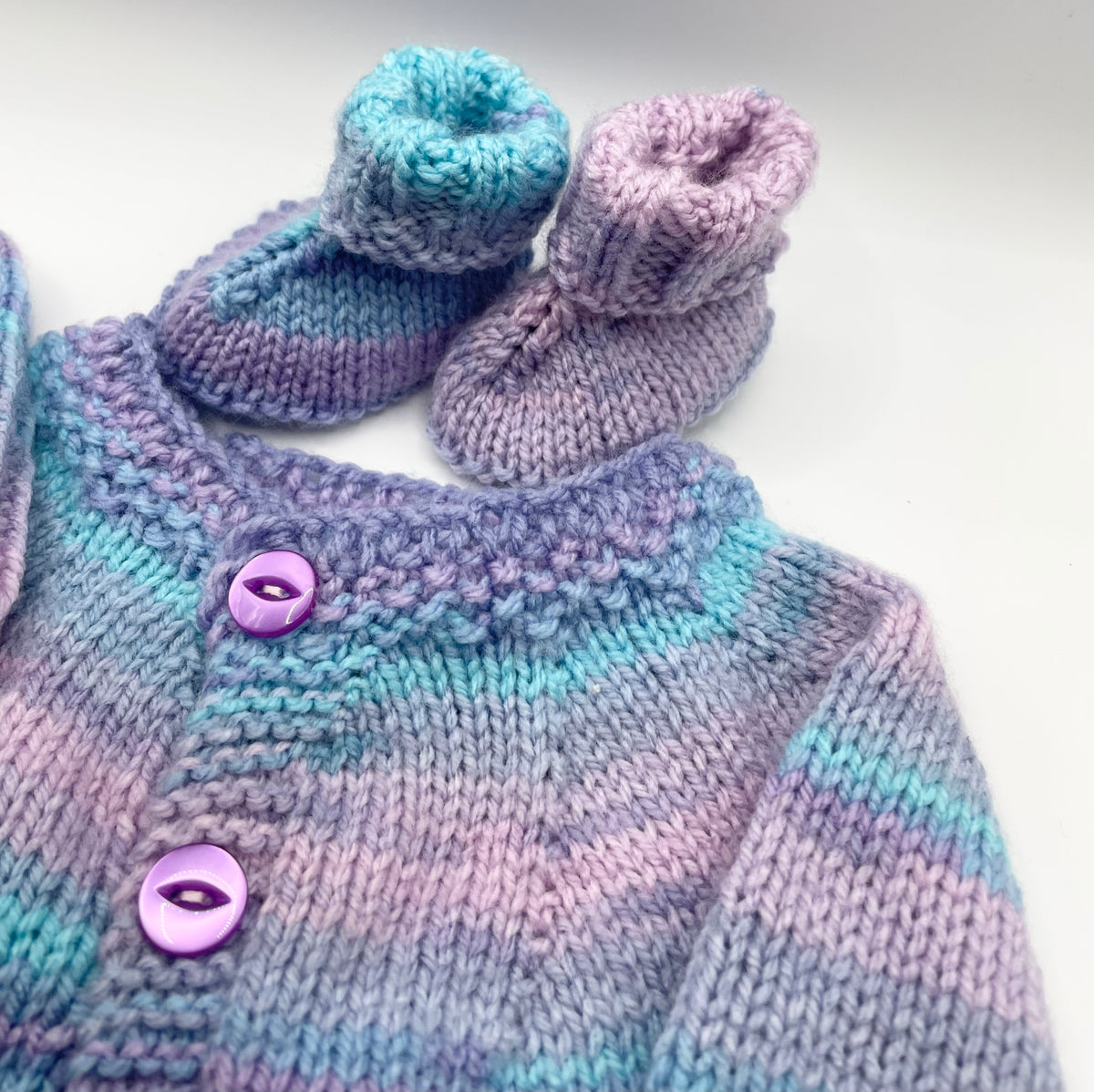 Newborn - Lilac Dreams Cardigan, Bootie & Hat Set