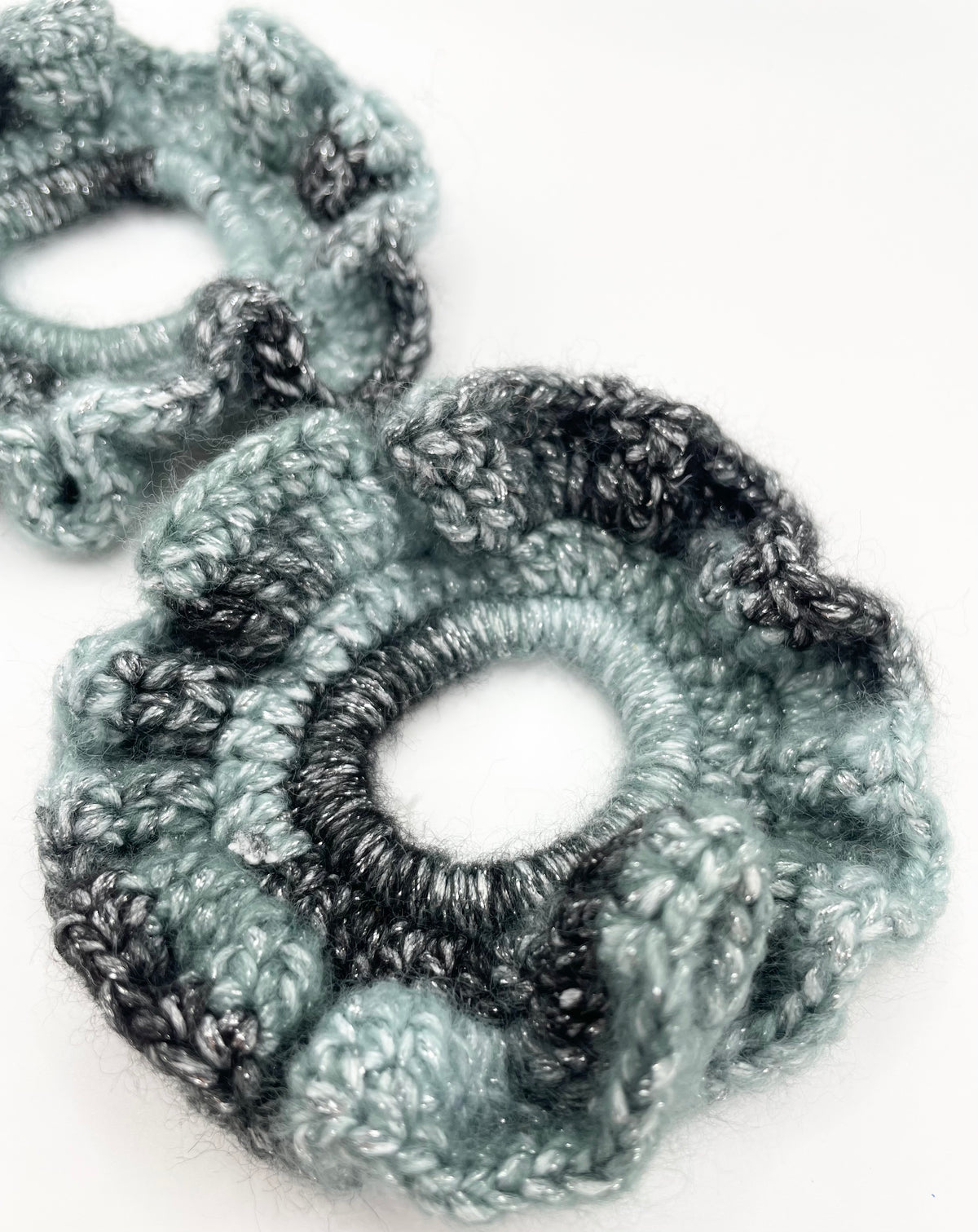 Grey Cosmic Dust Crochet Scrunchie