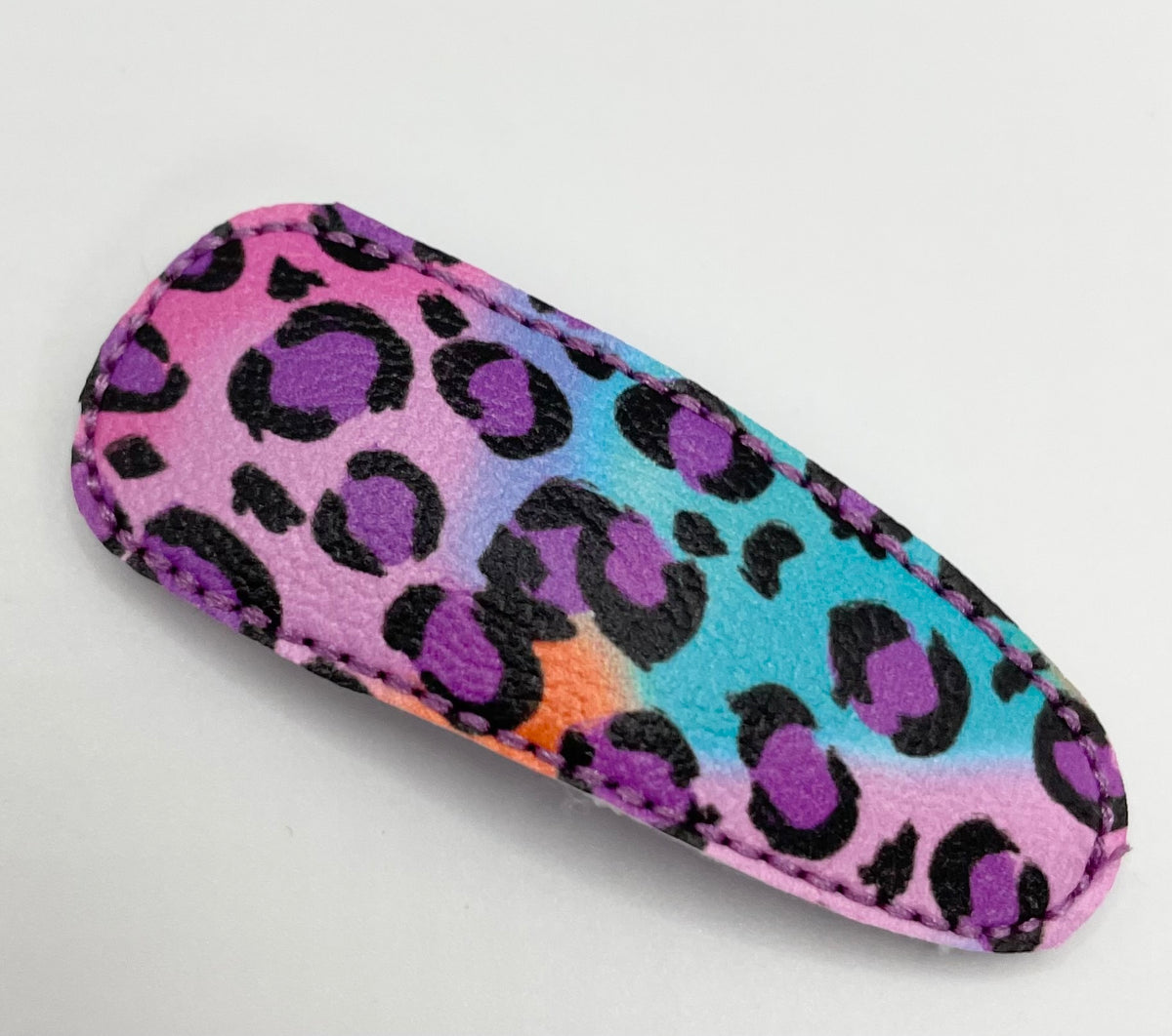Purple Leopard Print - Leatherette Snap Fringe Clip