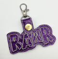Purple Rawr - Embroidered Key Ring Clip