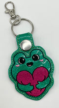 Frog Love Heart - Embroidered Key Ring Clip