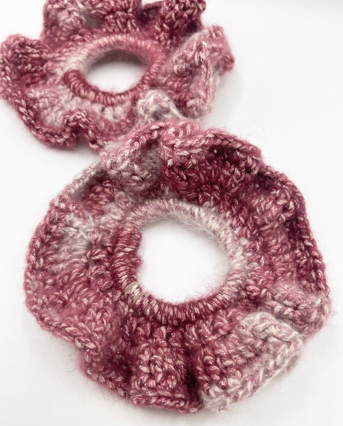 Dusky Pink Cosmic Dust Crochet Scrunchie