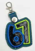 Black Glitter 6-7 - Embroidered Key Ring Clip