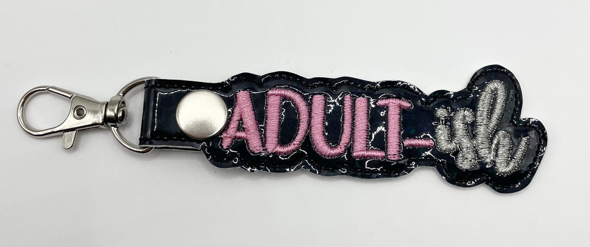 Adult-ish - Embroidered Key Ring Clip