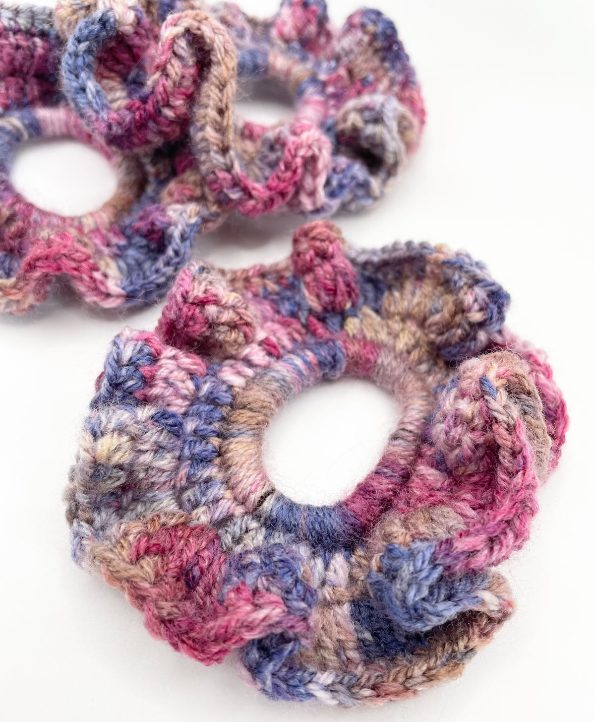 Dusky Pink/ Purple  -  Crochet scrunchie
