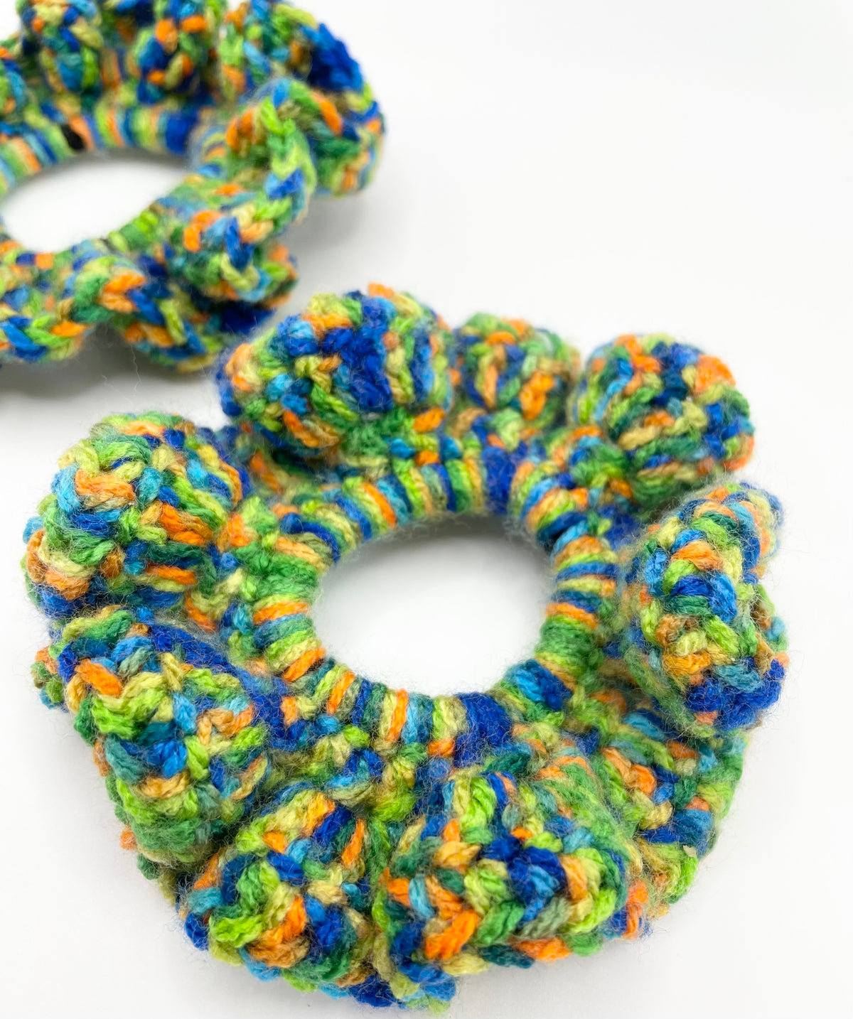 Green Carnival Mix - Crochet scrunchie