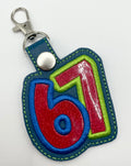 Red Glitter 6-7 - Embroidered Key Ring Clip