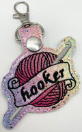 Crochet Hooker - Pastel Rainbow - Embroidered Key Ring Clip